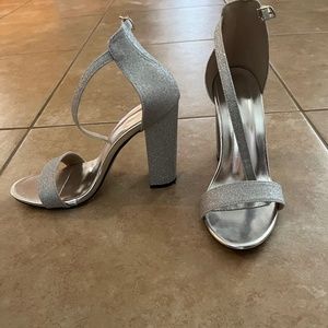 Silver glitter heels